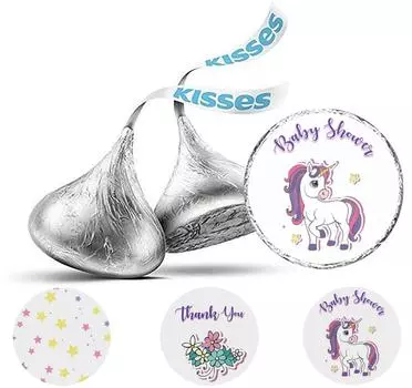 Inkdotpot Girl Baby Shower Party Collection, упаковка из 190 наклеек для шоколадных этикеток Hershey s Kisses, Hershey Kiss Seals DIY Party 3x2 Inch белый