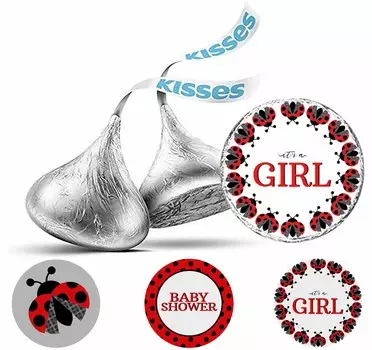 Inkdotpot Girl Baby Shower Party Collection, упаковка из 190 наклеек для шоколадных этикеток Hershey s Kisses, Hershey Kiss Seals DIY Party 3x2 Inch белый