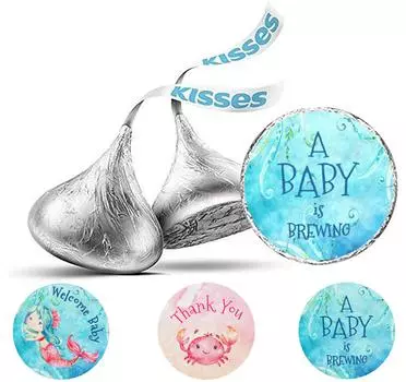 Inkdotpot Girl Baby Shower Party Collection, упаковка из 190 наклеек для шоколадных этикеток Hershey s Kisses, Hershey Kiss Seals DIY Party 3x2 Inch белый
