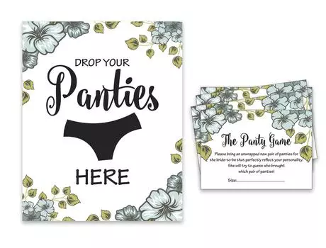 Inkdotpot Girls Night Out Bachelorette Party Drop Your Panties Game Цветочная игра для свадебного душа 1 SignA 30 Size 3.5 x 2.5 Inches белый