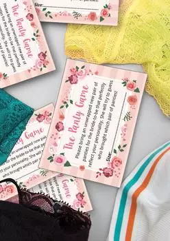 Inkdotpot Girls Night Out Bachelorette Party Panty Game Цветочная игра для свадебного душа 1 SignA 30 Size 3.5 x 2.5 Inches белый