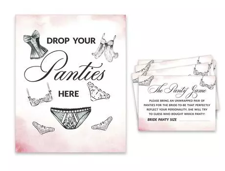 Inkdotpot Girls Night Out Bachelorette Party Panty Game Нижнее белье Душ Свадебный душ Игра 1 SignA 30 Размер 3.5 x 2.5 Inches белый