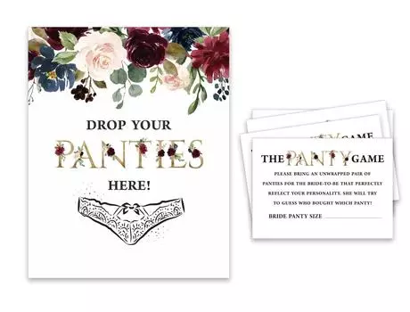 Inkdotpot Girls Night Out Bachelorette Party Panty Game Цветочная игра для свадебного душа 1 SignA 30 Size 3.5 x 2.5 Inches белый