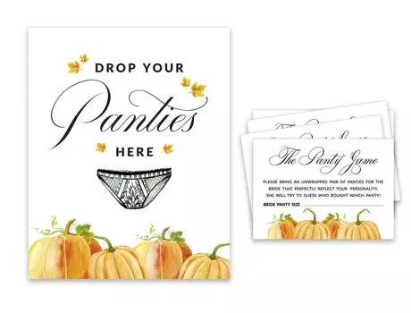 Inkdotpot Girls Night Out Девичник Drop Your Panties Game Тыква Свадебный душ Игра 1 SignA 30 Размер 3.5 x 2.5 Inches белый