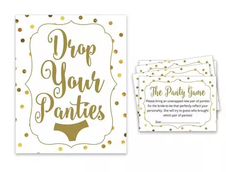 Inkdotpot Girls Night Out Девичник Сбросьте трусики Игра Золотое конфетти Свадебный душ Игра 1 SignA 30 Размер 3.5 x 2.5 Inches белый