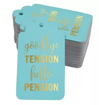 Inkdotpot Good Bye Tension Hello Pension Retirement Bottle Tag Real Gold Foil Favor Hang Tags Pack Of 50 Gold Foil Tags аква голубой