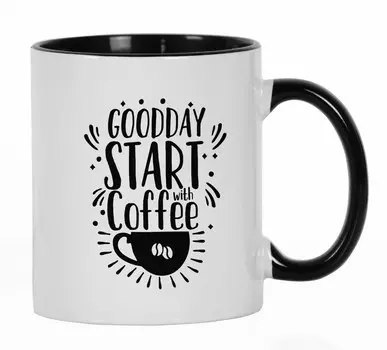 Inkdotpot Goodday Start With Coffee Керамические кофейные кружки на 11 унций отлично подходят для коллеги, босса, подарок для кофе 11oz чёрный