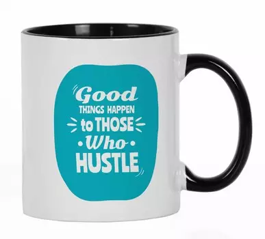 Inkdotpot Хорошие вещи случаются с теми, кто суетится Керамическая кофейная кружка на 11 унций Смешная саркастическая шутка Юмор для взрослых Сотрудник Босс Коллеги День рождения 11oz чёрный