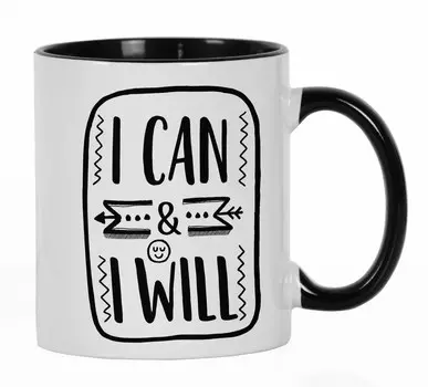 Inkdotpot I Can & I Will керамическая кофейная кружка на 11 унций, вдохновляющие цитаты, подарок для сотрудников, боссов, коллег 11oz чёрный
