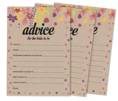 Inkdotpot Игры для свадебного душа Советы для невесты Набор из 50A Rustic Kraft FloralA Mad Libs Game 5 x 7 inches бежевый