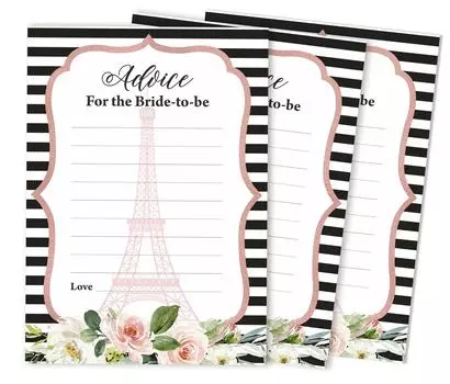 Inkdotpot Игры для свадебного душа Советы для невесты Набор из 50 цветочных Эйфелевой башниA Mad Libs Game 5 x 7 inches белый