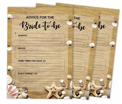 Inkdotpot Игры для свадебного душа Советы для невесты Набор 50A BeachA Mad Libs Game 5 x 7 inches бежевый