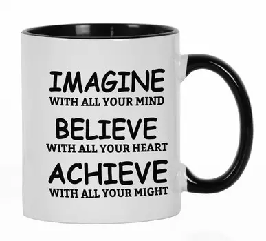 Inkdotpot Керамические кофейные кружки на 11 унций Представьте себе, верьте, достигайте вдохновляющих цитат, подарок для коллеги-босса 11oz чёрный
