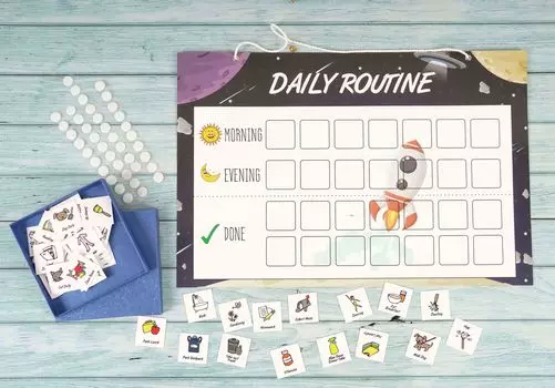 Inkdotpot Kids Контрольный список ежедневной ответственности, висящая таблица домашних дел - плакат о работе для детей - утренний вечерний ежедневный распорядок - ежедневная задача 12x18 inches белый