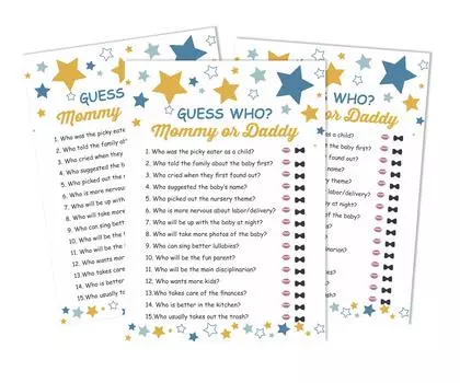 Inkdotpot Кто сказал это Игра Мама или Папа 50 Листов Веселая Игра Baby Shower Звезда Гендерно-нейтральная Вечеринка Поставка 5 x 7 Inches белый