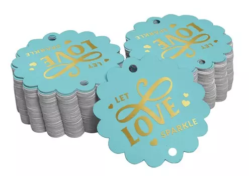 Inkdotpot Let Love Sparkle Wedding Bottle Tag Настоящая золотая фольга Favor Hang Tags Pack Of 50 Gold Foil Tags аква голубой