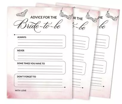 Inkdotpot Lingerie ShowerA Advice And Wishes Set Of 50 Bridal Shower Advice Game 5 x 7 inches белый