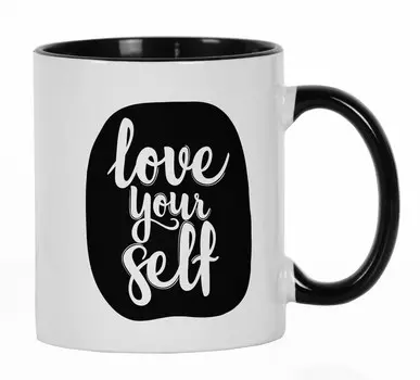 Inkdotpot Love Yourself 11 унций керамическая кофейная кружка Забавный новинка подарок для друзей 11oz чёрный