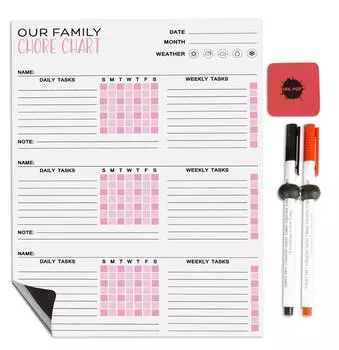 Inkdotpot Magnetic WhiteInkdotpot Магнитная белая доска Наша семейная рутинная диаграмма хозяйственная диаграмма для холодильника 8.5x11 Inches белый