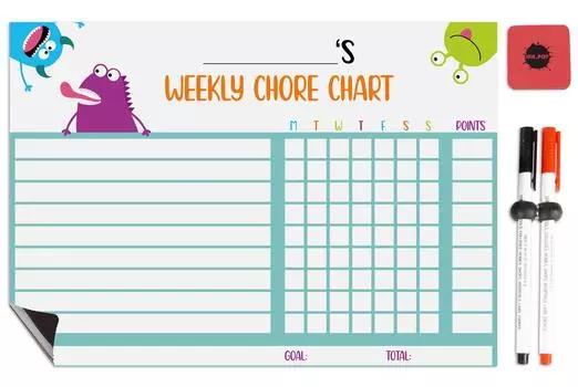 Inkdotpot Магнитная белая доска Еженедельные хлопоты Диаграмма рутинной работы для холодильника - Сухое стирание Диаграмма поведения для детей 8.5x11 Inches белый