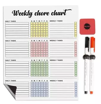 Inkdotpot Магнитная белая доска Еженедельные хлопоты Диаграмма рутинной работы для холодильника - Сухое стирание Диаграмма поведения для детей 8.5x11 Inches белый