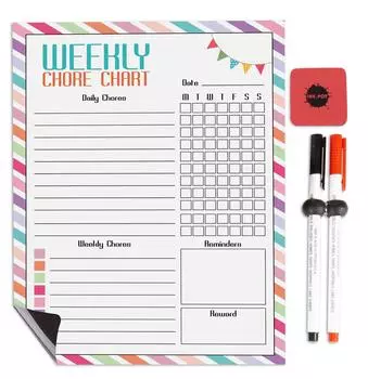 Inkdotpot Магнитная белая доска Еженедельные хлопоты Диаграмма рутинной работы для холодильника - Сухое стирание Диаграмма поведения для детей 8.5x11 Inches белый
