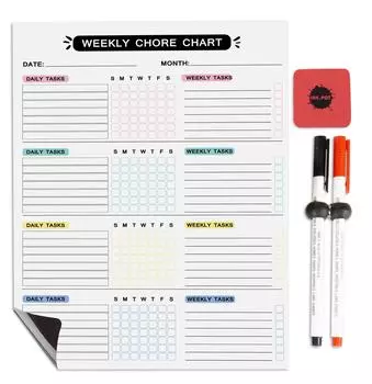 Inkdotpot Магнитная белая доска Еженедельные хлопоты Диаграмма рутинной работы для холодильника - Сухое стирание Диаграмма поведения для детей 8.5x11 Inches белый