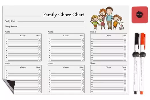 Inkdotpot Магнитная белая доска Семейная рутинная диаграмма рутинная диаграмма для холодильника-сухое стирание Диаграмма поведения для детей Ответственность 12x17 inches белый