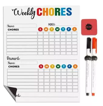 Inkdotpot Магнитная доска Еженедельные обязанности по дому Таблица для холодильника - Сухое стирание Диаграмма поведения для детей 8.5x11 Inches белый
