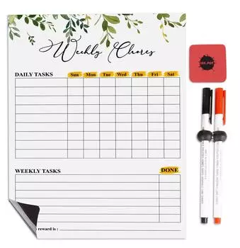 Inkdotpot Магнитная доска Еженедельные обязанности по дому Таблица для холодильника - Сухое стирание Диаграмма поведения для детей 8.5x11 Inches белый