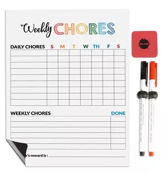 Inkdotpot Магнитная доска Еженедельные обязанности по дому Таблица для холодильника - Сухое стирание Диаграмма поведения для детей 8.5x11 Inches белый