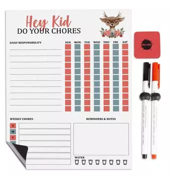 Inkdotpot Магнитная доска Hey Kid Do Your Chores Chore Chart For Refrigerator-Dry Erase Behavior Chart For Kids 8.5x11 Inches белый