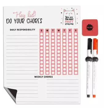 Inkdotpot Магнитная доска Hey Kid Do Your Chores Chore Chart For Refrigerator-Dry Erase Behavior Chart For Kids 8.5x11 Inches белый
