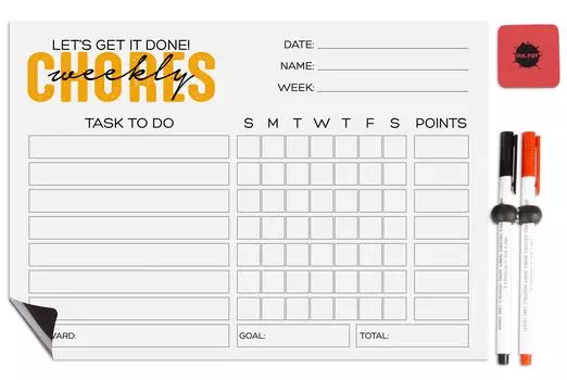 Inkdotpot Магнитная доска Let s Get It Done Еженедельная рутинная работа для холодильника - Сухое стирание Диаграмма поведения для детей 8.5x11 Inches белый