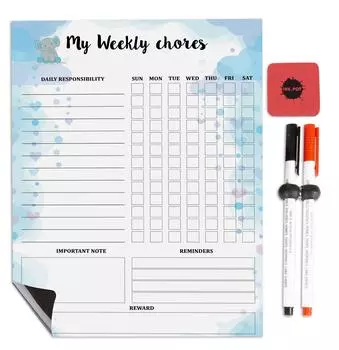 Inkdotpot магнитная доска My Weekly Chores Chore Chart для холодильника-сухое стирание Диаграмма поведения для детей 8.5x11 Inches белый