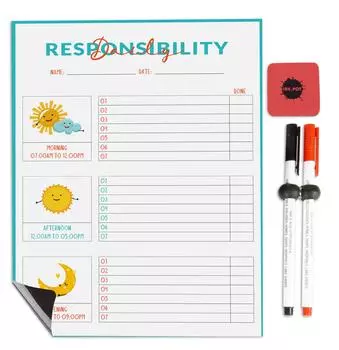 Inkdotpot Магнитная доска Ответственность за ежедневную работу для холодильника - Сухое стирание Диаграмма поведения для детей 8.5x11 Inches белый