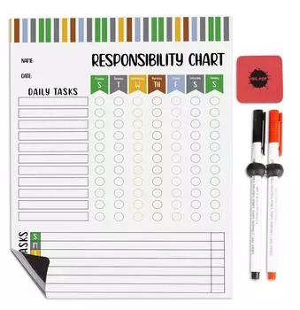 Inkdotpot Магнитная доска Таблица ответственности Таблица рутинной работы для холодильника - Сухое стирание Таблица поведения для детей 8.5x11 Inches белый