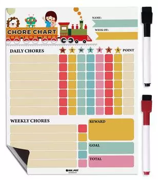 Inkdotpot магнитное сухое стирание еженедельная ежедневная таблица расписания домашних дел для детей таблица вознаграждений за работу по дому, таблица хорошего поведения 11x8.5 inches синий