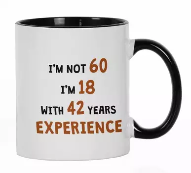 Inkdotpot Мне не 60, мне 18, 42 года опыта, керамическая кофейная кружка на 11 унций, забавная новинка, цитаты, подарок для начальника сотрудника 11oz чёрный