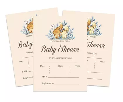 Inkdotpot Набор из 30 приглашений на празднование детского праздника с животными - Карточки с запросами на празднование детского праздника - Приглашения для нейтральных полов - Это мальчик - Это девочка 2 x 3.5 Inches оранжевый