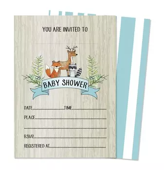 Inkdotpot Набор из 30 приглашений на празднование детского праздника с животными - Карточки с запросами на празднование детского праздника - Приглашения для нейтральных полов - Это мальчик - Это девочка 2 x 3.5 Inches серый