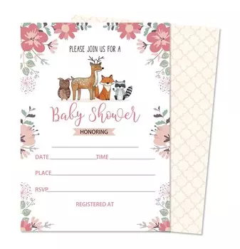 Inkdotpot Набор из 30 приглашений на празднование детского праздника с животными - Карточки с запросами на празднование детского праздника - Приглашения для нейтральных полов - Это мальчик - Это девочка 2 x 3.5 Inches белый