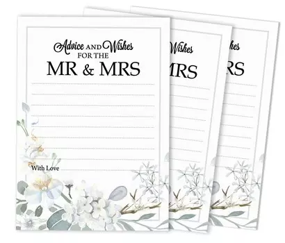 Inkdotpot Набор из 50 советов и пожеланий для новых мистера и миссис Классические цветочные карточки с советами Свадебный декор, гостевая книга Альтернатива 5x7 дюймов 5 x 7 Inches чёрный