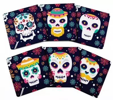 Inkdotpot Набор из 6 подставок под напитки, легко моющиеся, квадратные подставки диаметром 4 дюйма, пробковое основание, многоразовые 4x4 Inches темно-синий