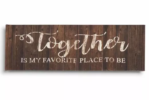 Inkdotpot натянутый холст цитаты настенный художественный декор, вместе мое любимое место, чтобы быть настенным декором-twoRustic Wall Art Sign Small Size: 6 x 17 inches фиолетовый