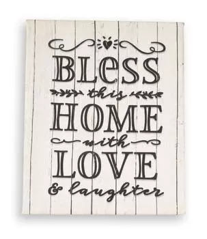 Inkdotpot натянутый холст цитаты настенный художественный декор, благослови этот дом с любовью и смехом настенный декор-12x15 12 x 15 inches светло-коричневого
