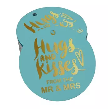 Inkdotpot Pack из 100 бумажных бирок «Объятия и поцелуи со свадьбы» Изготовление настоящей золотой фольги 50 Gold Foil Tags чёрный