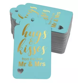 Inkdotpot Pack из 100 объятий и поцелуев из новой свадебной сувенирной бумажной бирки Craft Real Gold Foil Hang 50 Gold Foil Tags аква голубой