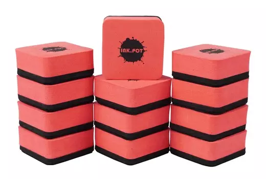 Inkdotpot Pack из 12 высококачественных магнитных ластиков для сухого стирания Сухие ластики, 5 см x 5 см - идеальные ластики для белой доски для классной комнаты, дома и 5x5x2 cm красный