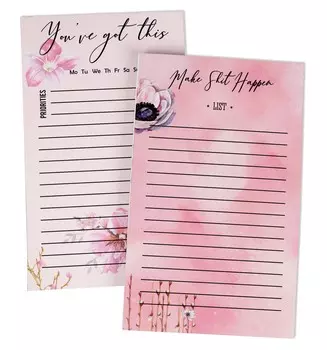 Inkdotpot Pack из 2 ежедневных планировщиков, недатированных блокнотов, блокнот для заметок, список дел, отрывной блокнот, органайзер, планировщик, организация задач (50 листов 7.5x4.5 inches светло-розовый